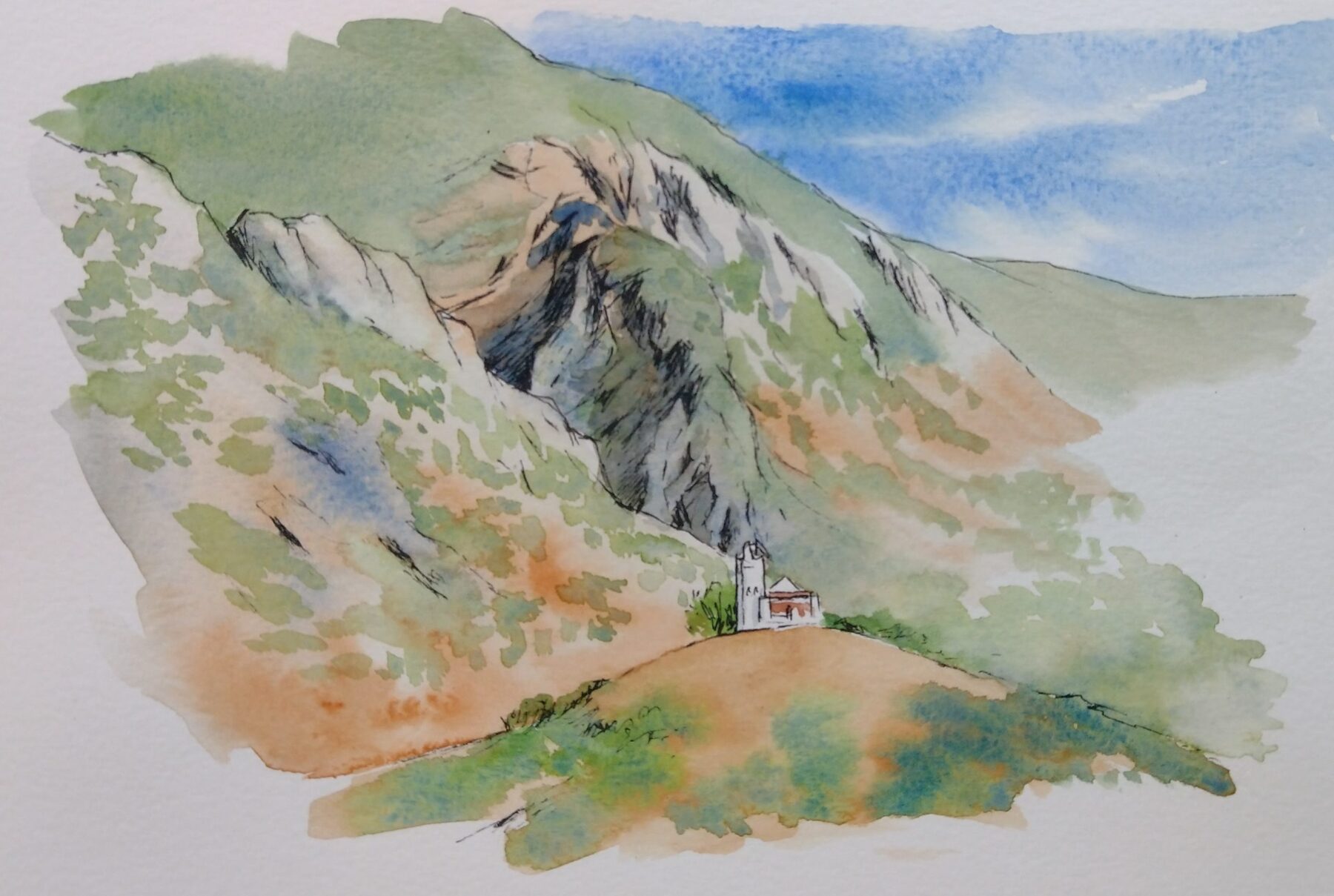 Sketch: Mosque on the hill, Chefchaouen