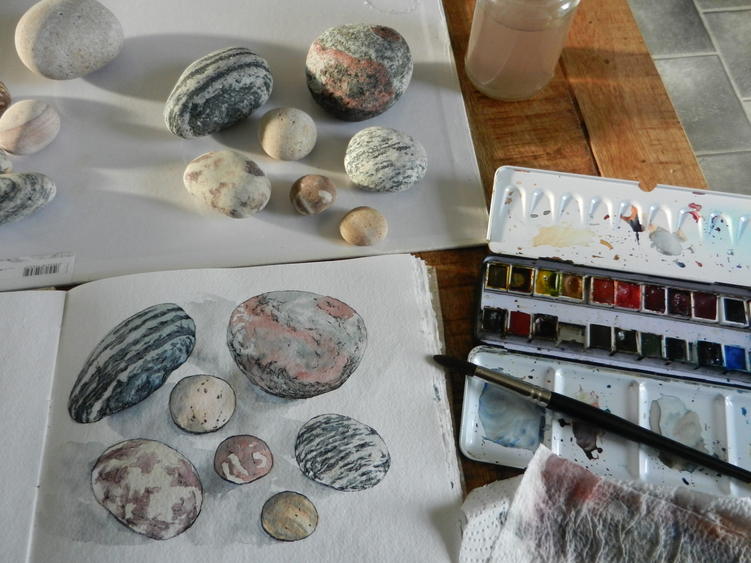 Pebbles in watercolour