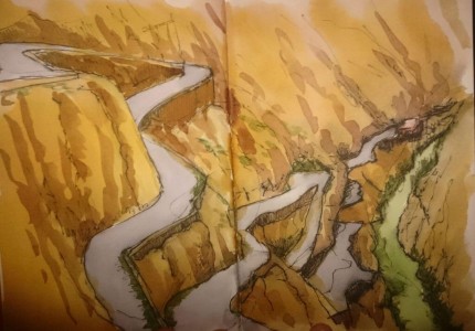 Sketch: Winding road, Dades Valley
