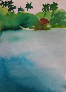 Sketch: Across the lagoon, Sri Lanka
