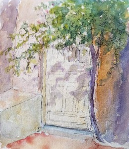 Sketch: Hotel room door