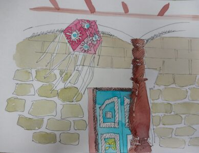 Sketch: Blue door & arches, Isabella