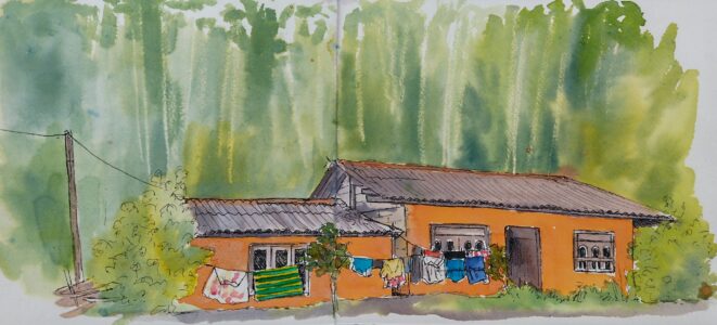 Sketch: Roadside dwelling