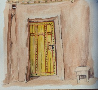 Sketch: Room door and stool