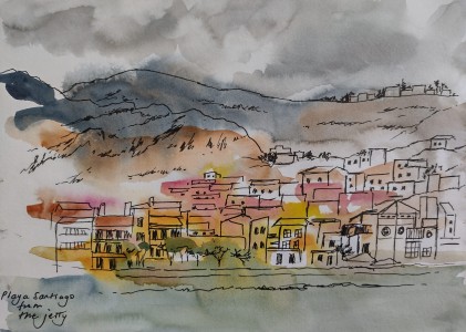 Sketch: San Sebastian from the harbour