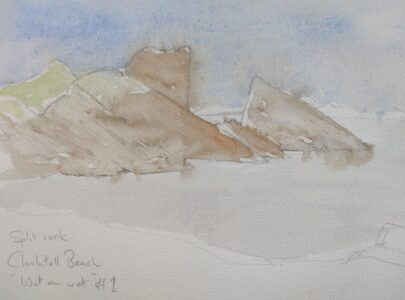 Sketch: Split Rock on a chilly day