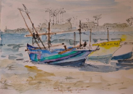 Sketch: Boats near Galle