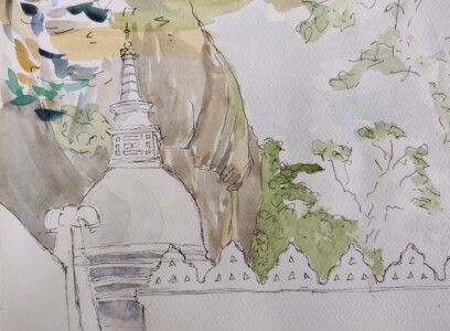 Sketch: Buddhist temple near Ratnapura