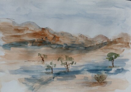 Sketch: Annette in the desert